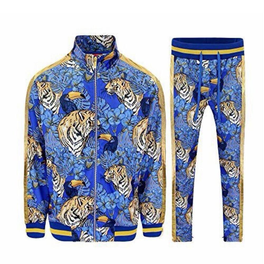 Blue Tiger Print Men's Joggers